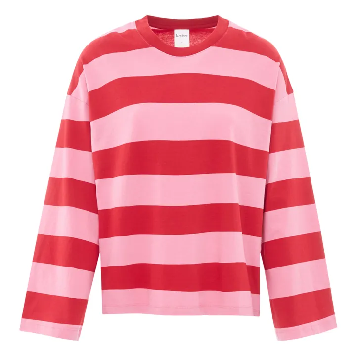 T-shirt Boxy Rayures Coton Bio | Rouge- Image produit n°0