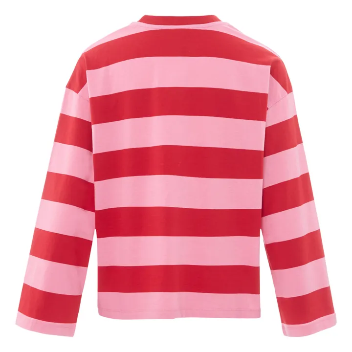 T-shirt Boxy Rayures Coton Bio | Rouge- Image produit n°1