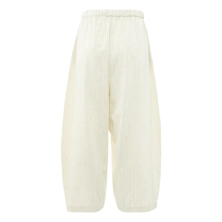 Maxi pantaloni rilassati in cotone e lino | Bianco- Immagine del prodotto n°3