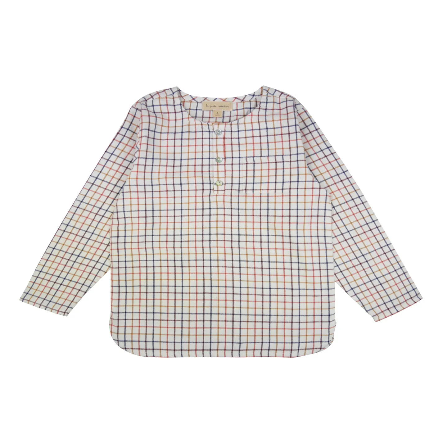 La Petite Collection Ecru Organic Cotton Checked Kurta Shirt