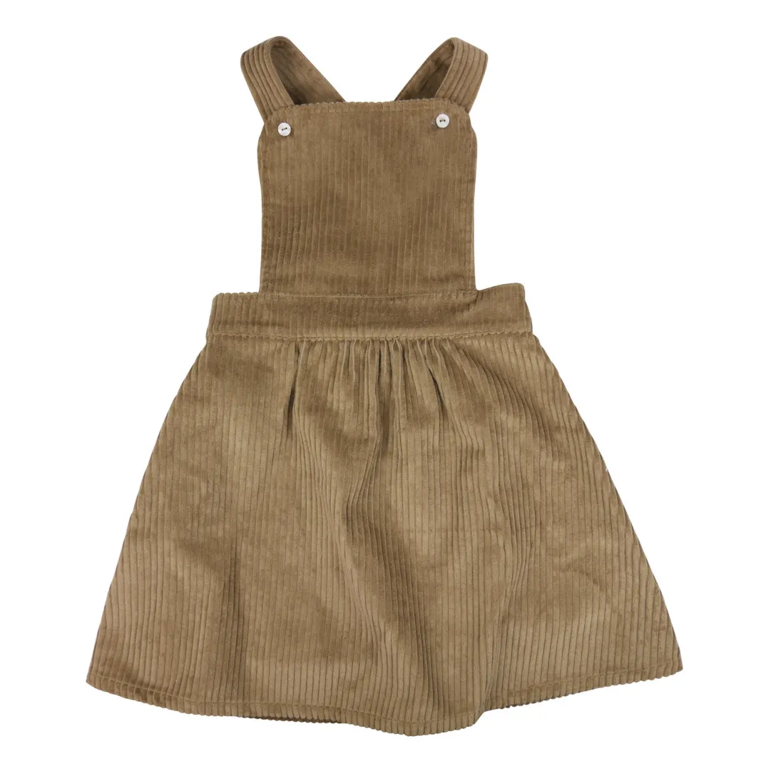 La Petite Collection Camel Organic Cotton Corduroy Apron Dress