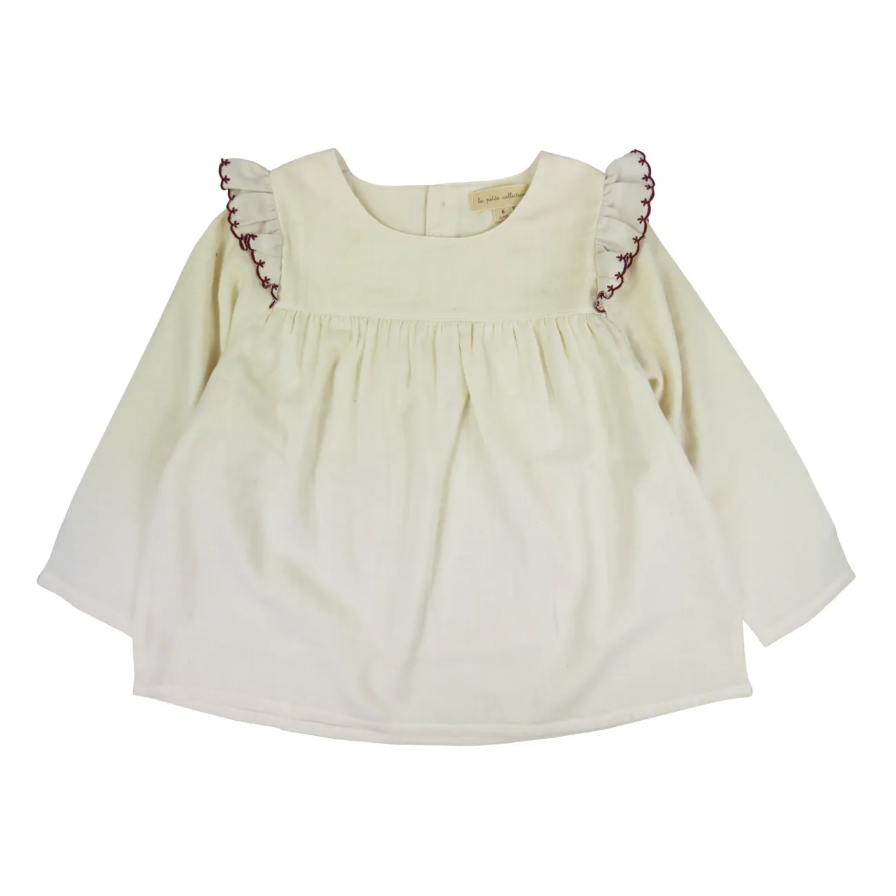 La Petite Collection Ecru Organic Cotton Muslin Flounce Blouse