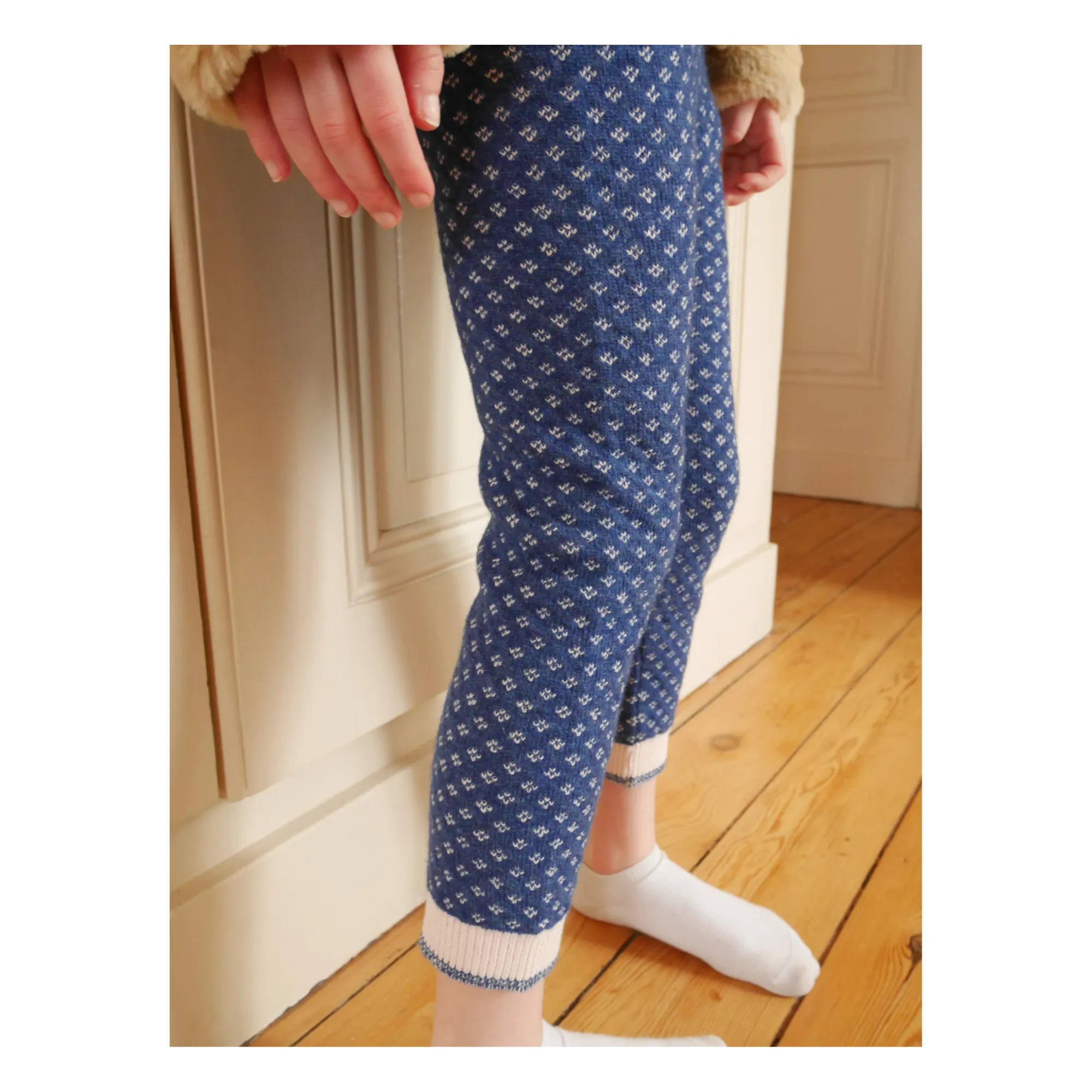 La Petite Collection Royal Blue Recycled Wool And Organic Cotton Jacquard Leggings