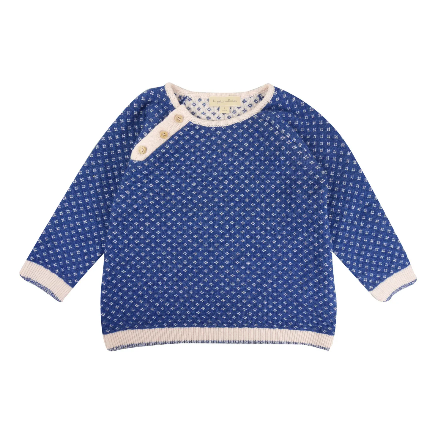 La Petite Collection Royal Blue Recycled Wool And Organic Cotton Jacquard Jumper