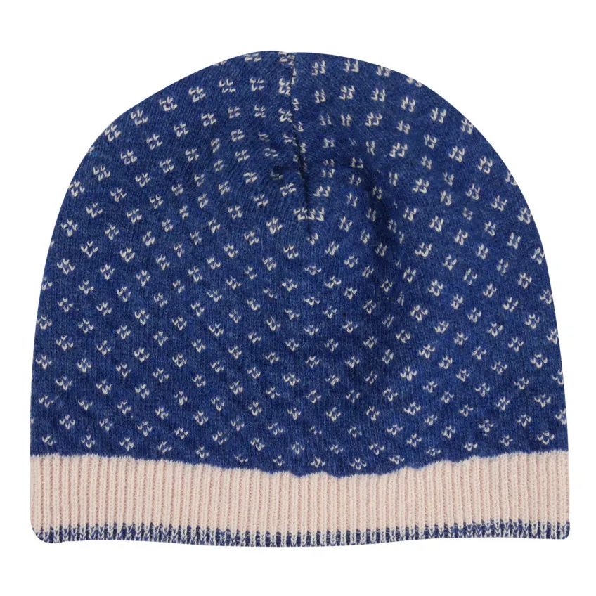 La Petite Collection Royal Blue Recycled Wool And Organic Cotton Jacquard Beanie