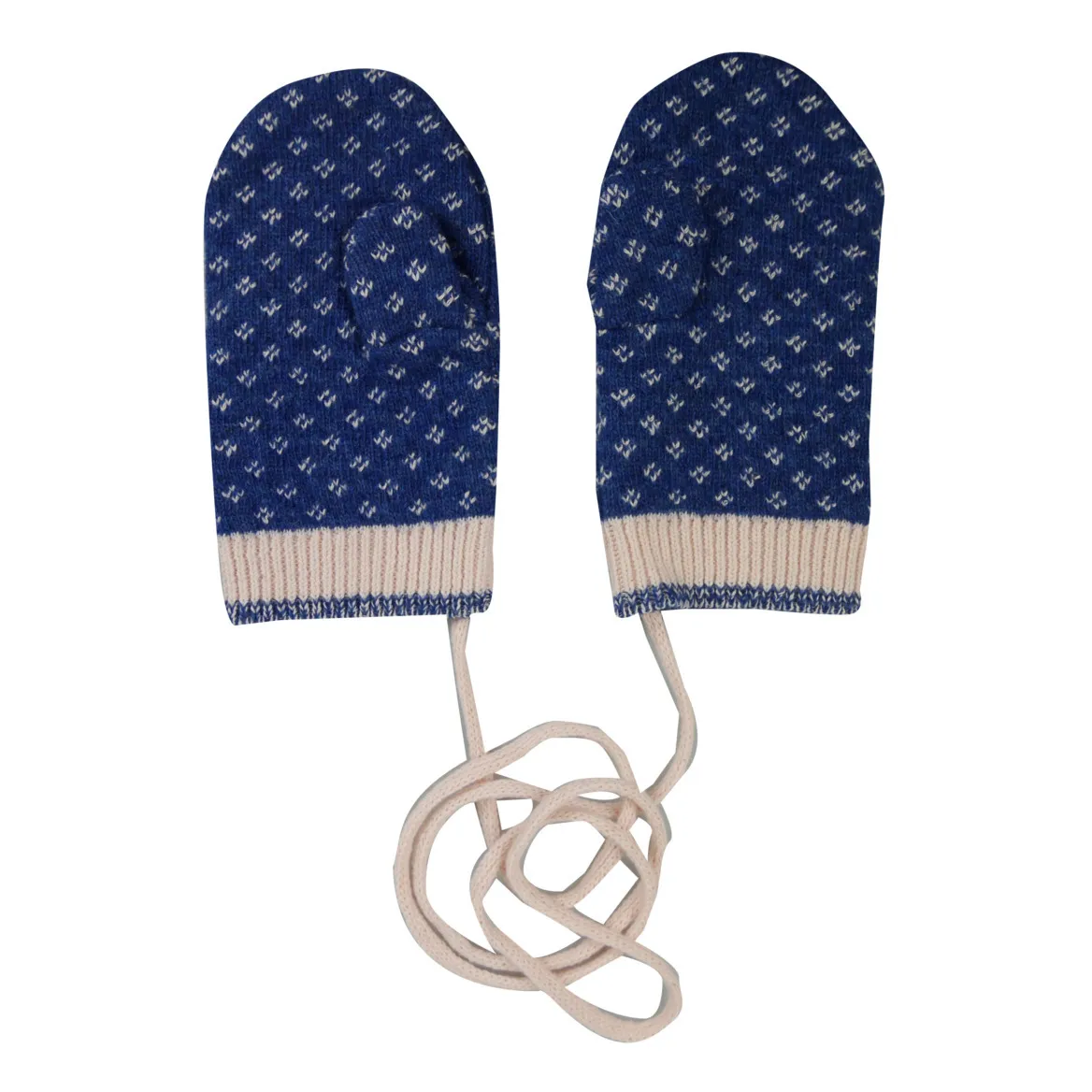 La Petite Collection Royal Blue Recycled Wool And Organic Cotton Jacquard Mittens