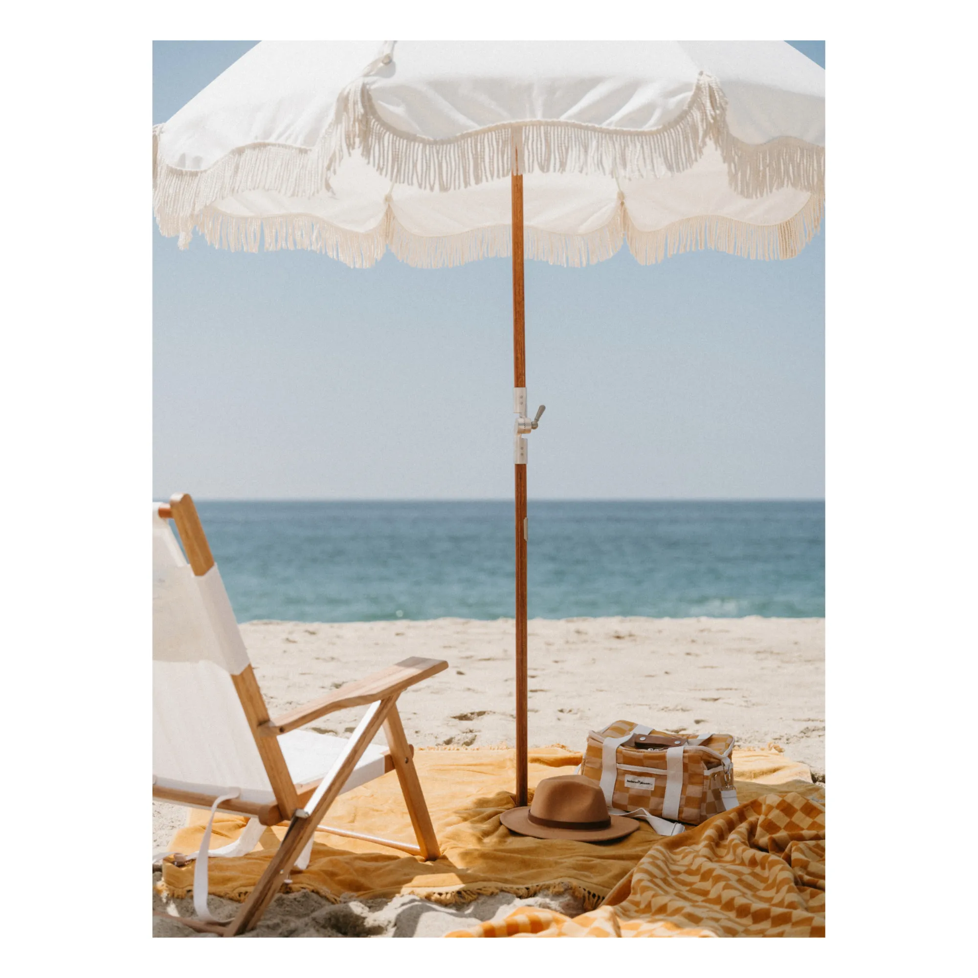 Business & Pleasure Co. - Premium Fringe Beach Umbrella - White 