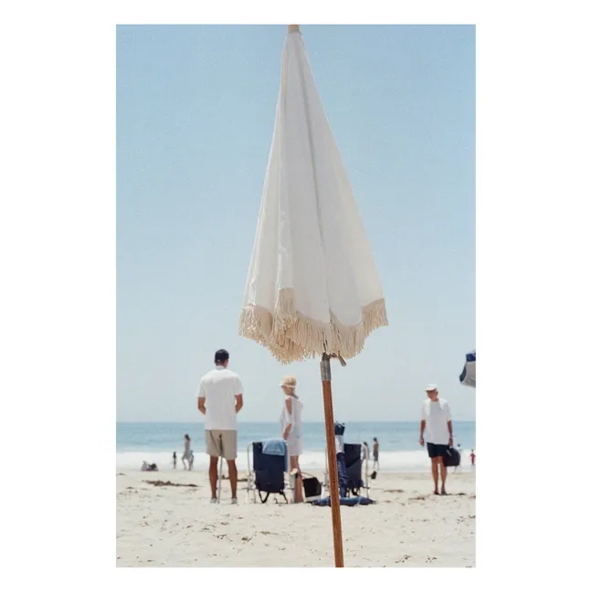 Premium Sonnenschirm mit Fransen | Weiß