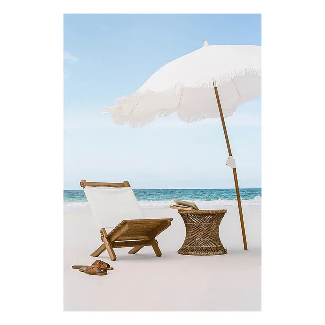 Holiday Fringe Beach Umbrella | White