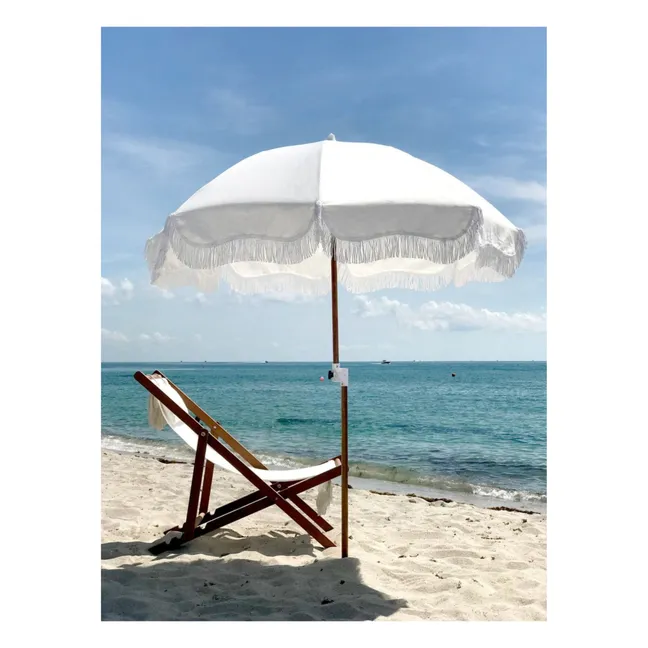 Holiday Sonnenschirm mit Fransen | Weiß