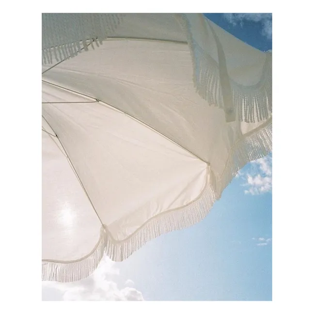 Holiday Fringe Beach Umbrella | White