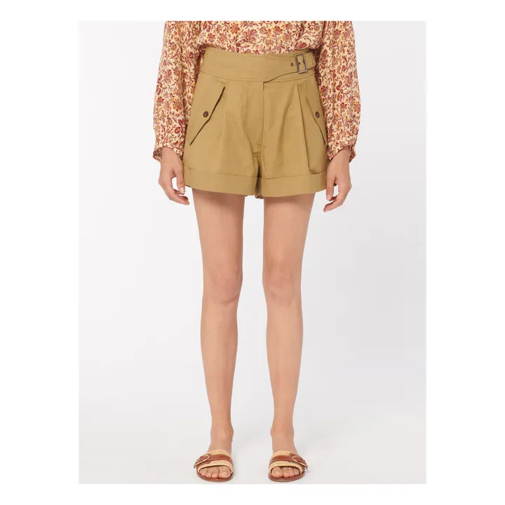 Tobby Linen Shorts | Olive- Product image n°1