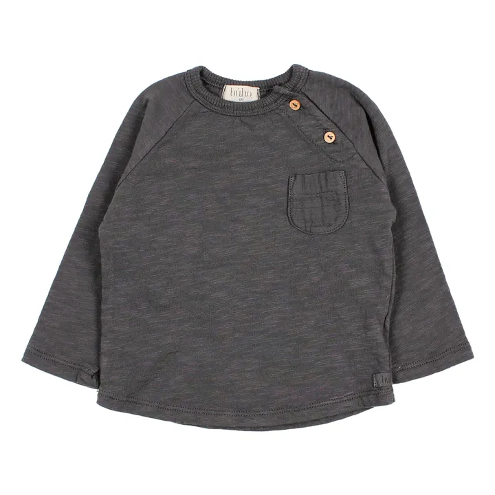 T-Shirt Coton Bio Poche Bébé | Gris anthracite- Image produit n°0