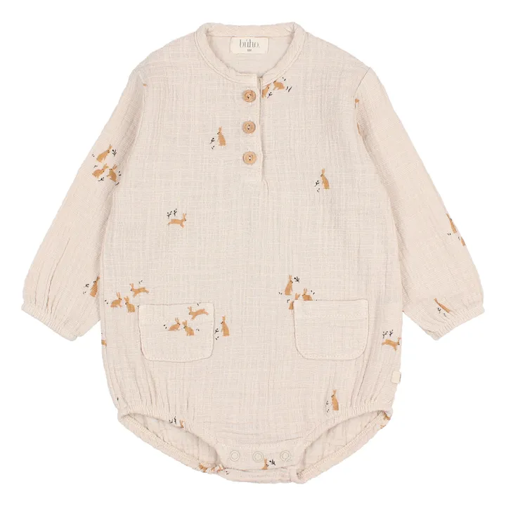 Bunny Cotton Muslin Romper | Cream- Product image n°0