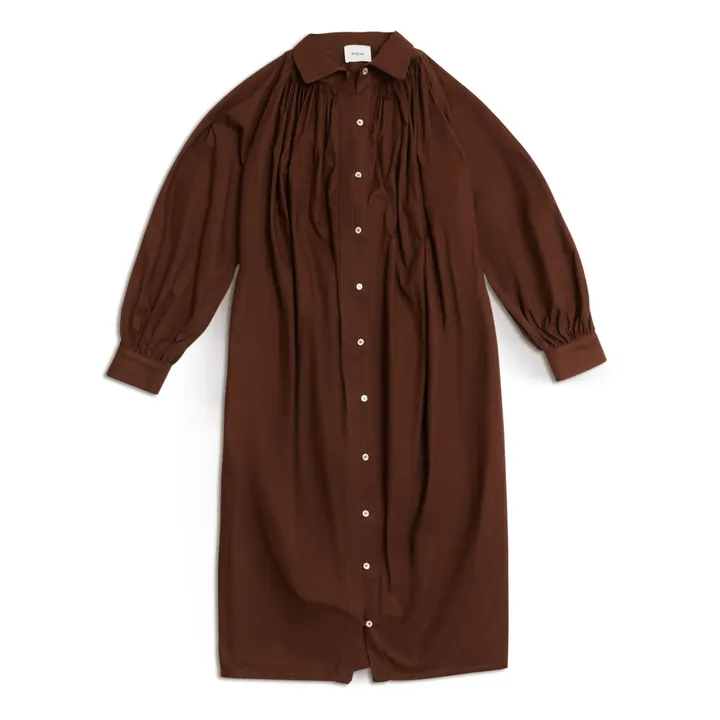 Eba Organic Cotton Shirt Dress | Brown- Product image n°0