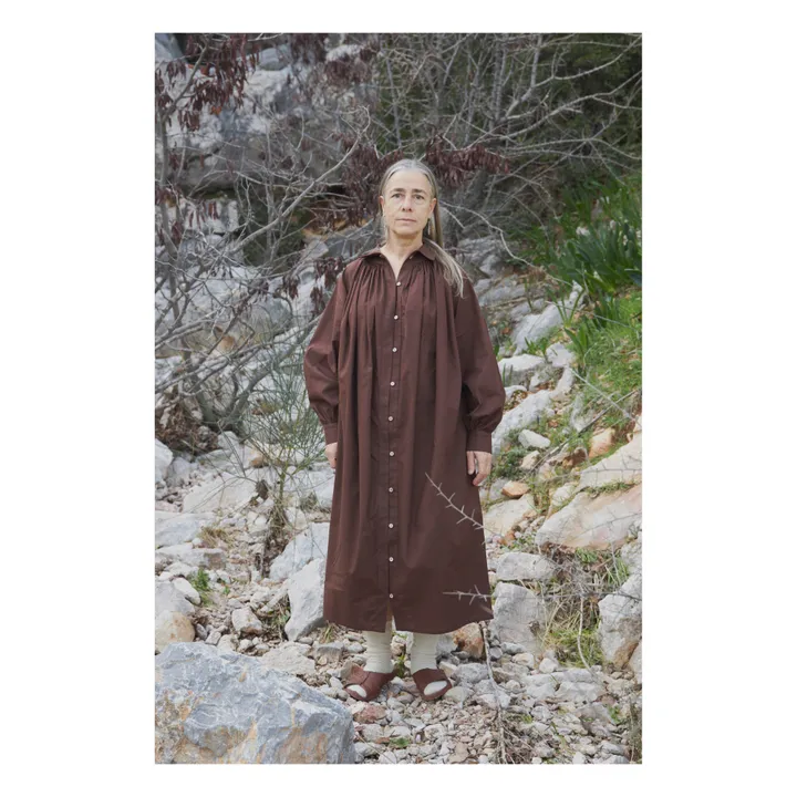 Eba Organic Cotton Shirt Dress | Brown- Product image n°1