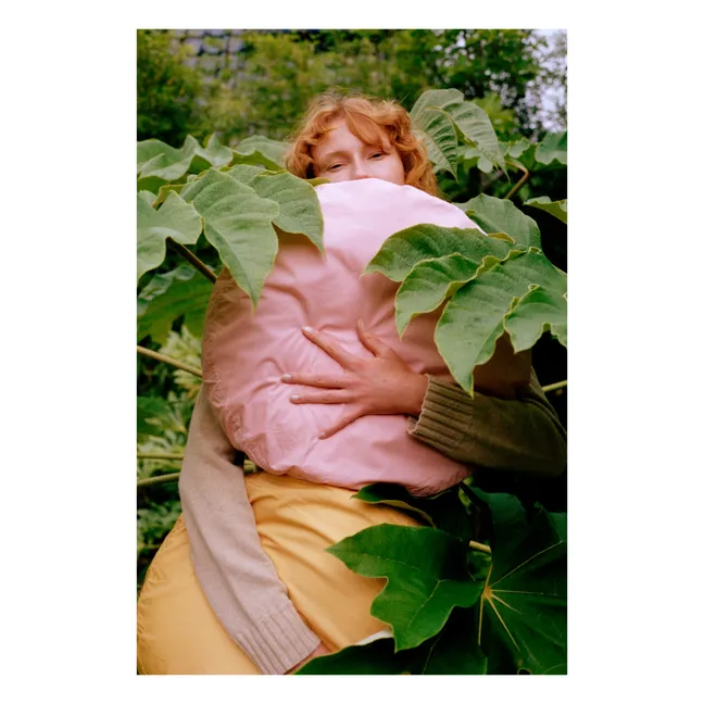 Rundes Kissen aus organischem Perkal | Blush
