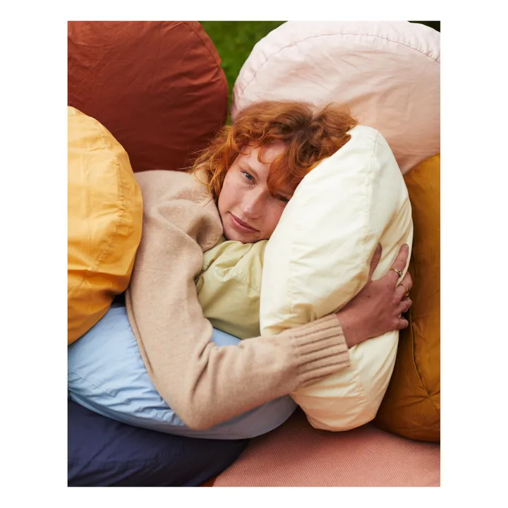 Coussin rond en percale organique | Bleu ciel- Image produit n°4
