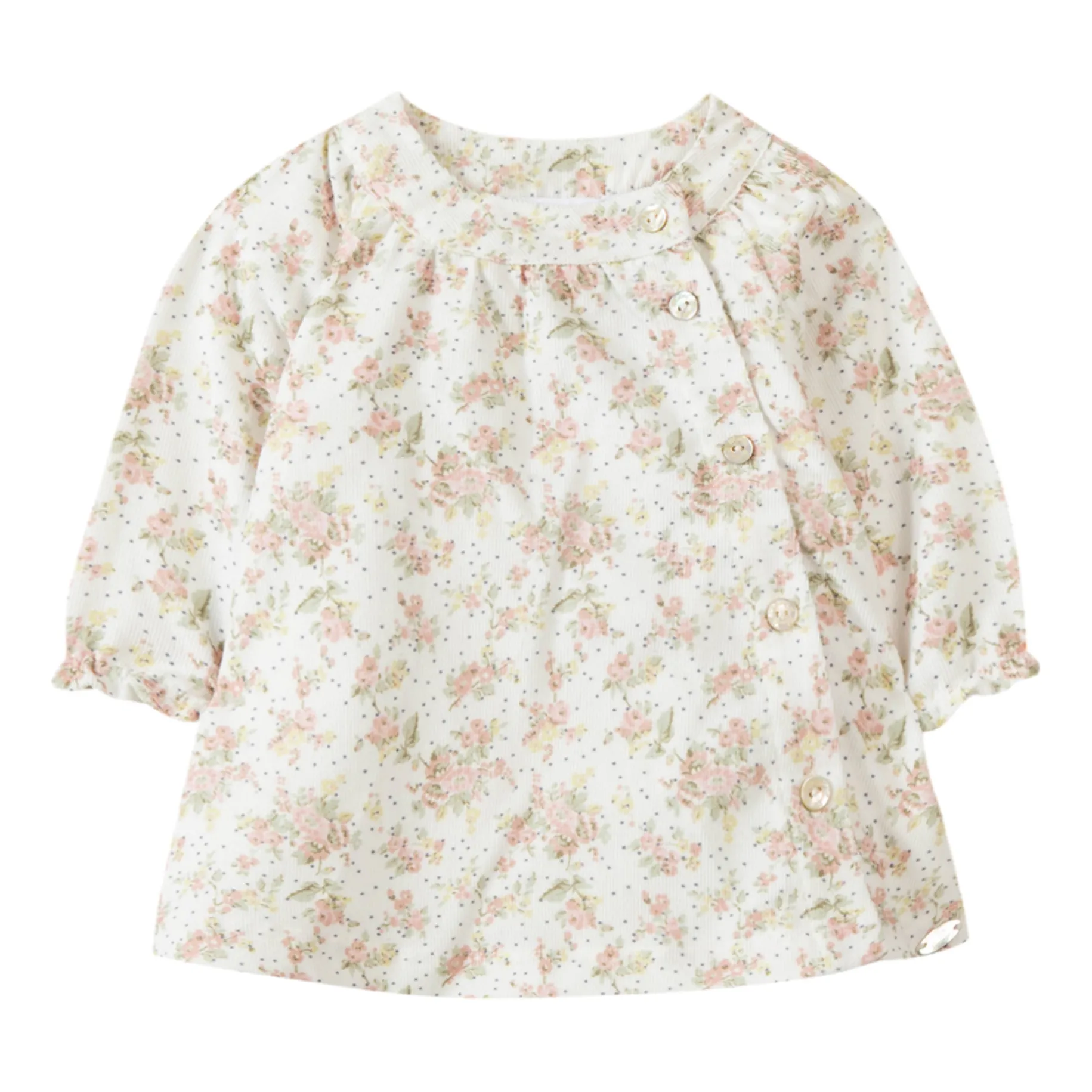 Tartine Et Chocolat Ecru Floral Corduroy Dress