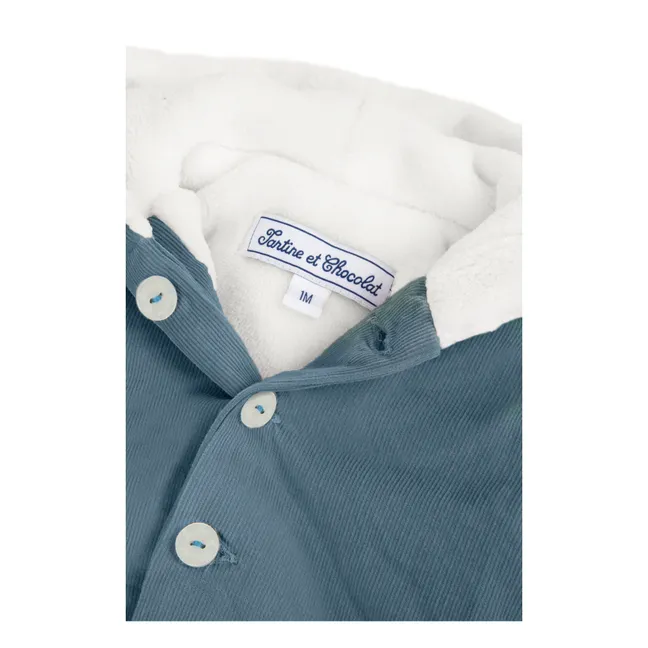 Fleece-Lined Corduroy Coat | Grey blue