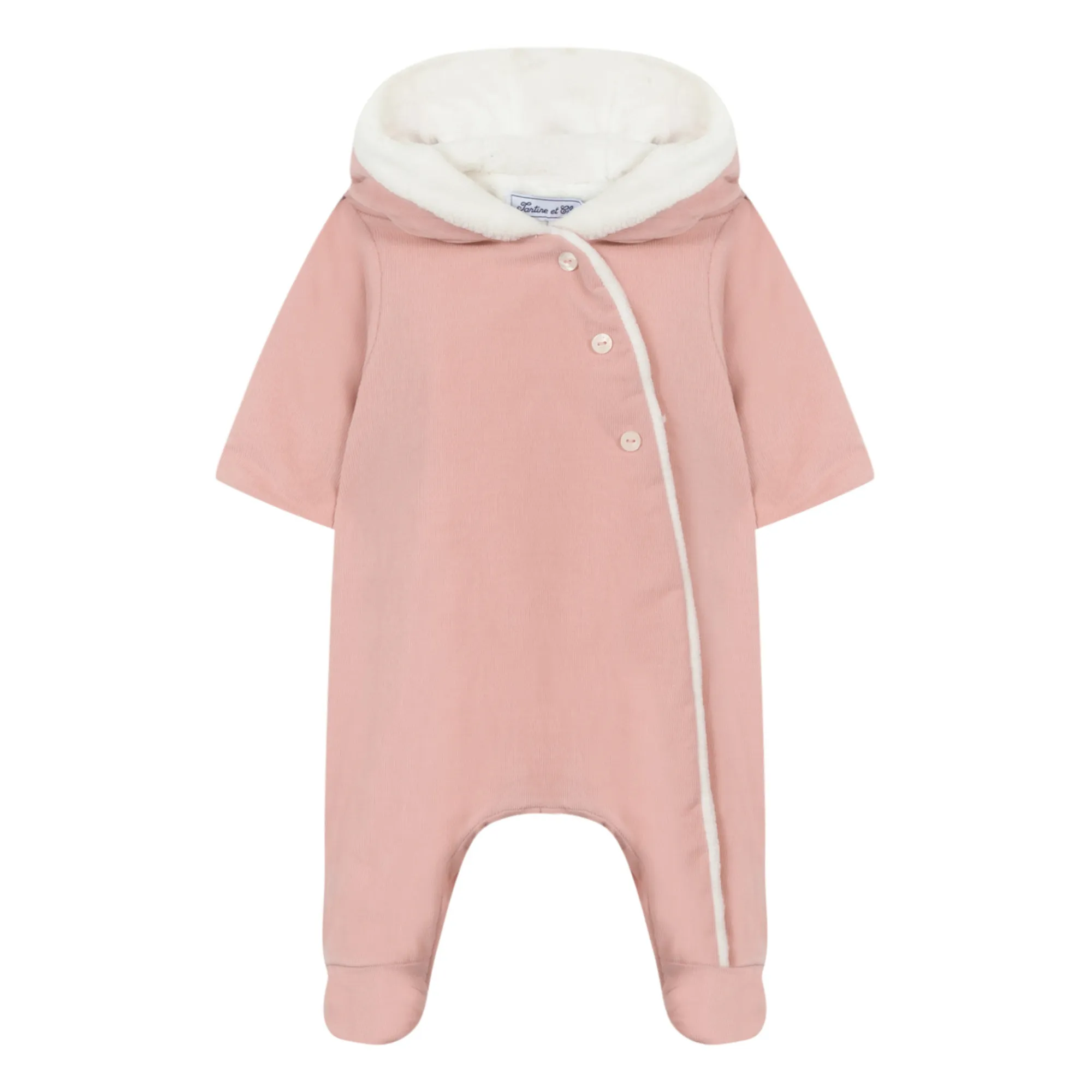 Tartine Et Chocolat Pink Fleece-Lined Corduroy Baby Snowsuit