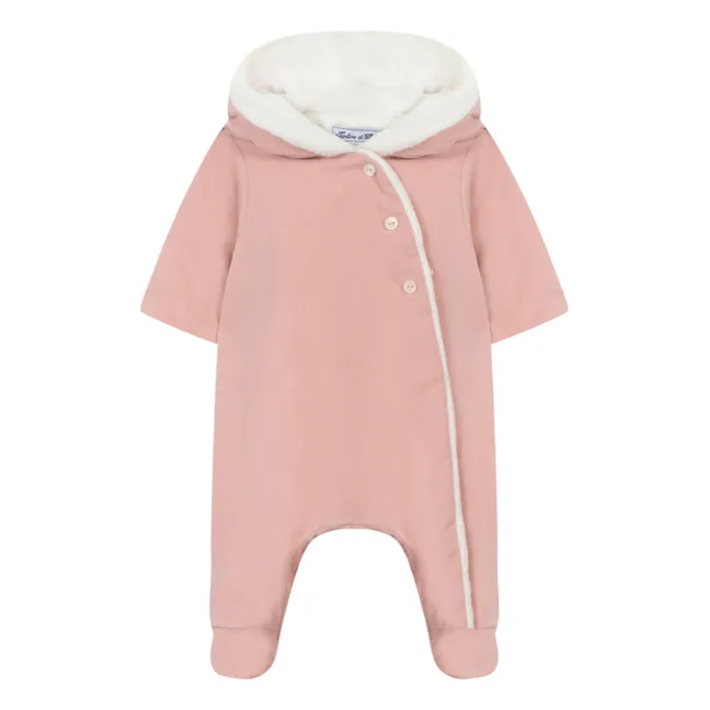 Fleece-Lined Corduroy Baby Snowsuit | Pink
