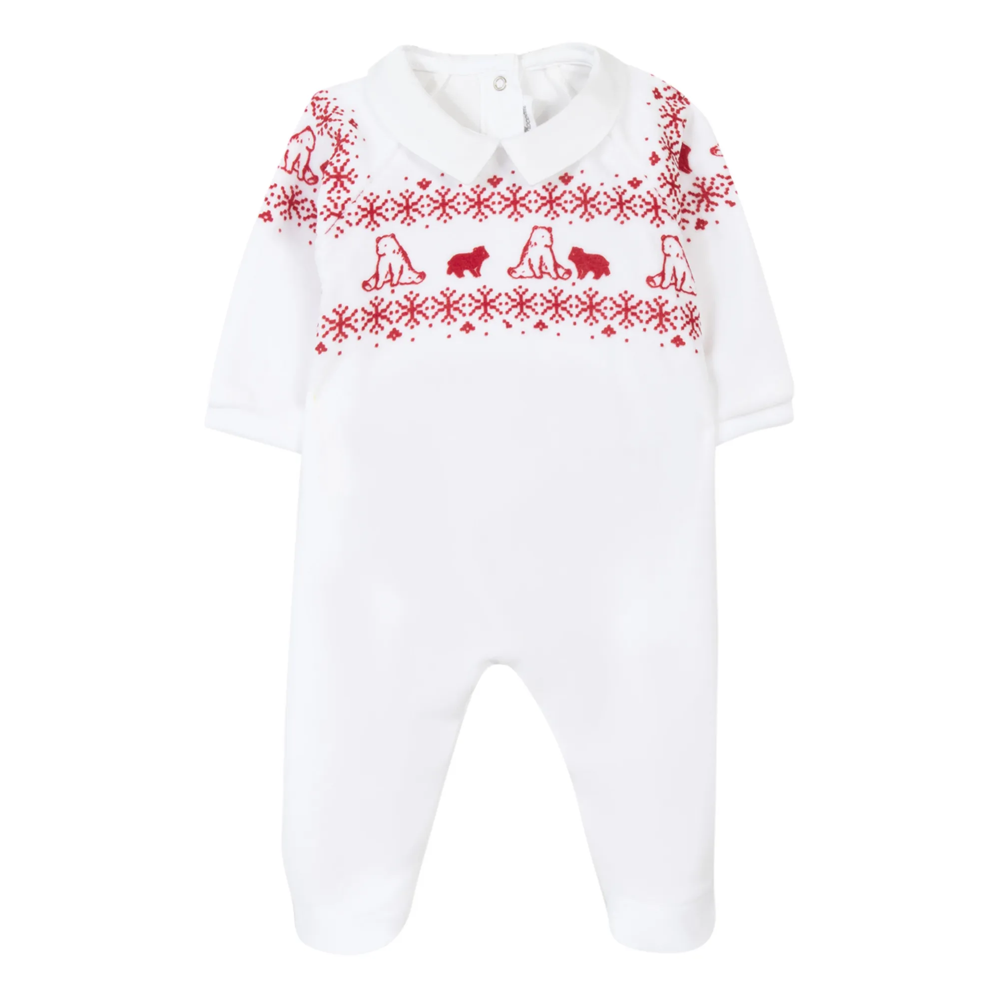 Tartine Et Chocolat Ecru Velour Footed Pyjamas - Christmas Collection