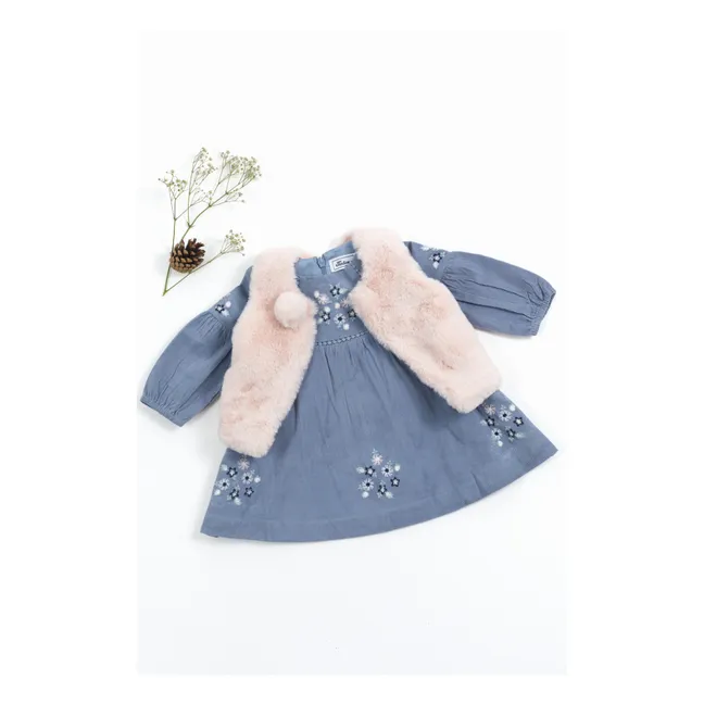 Kleid aus Kord | Graublau