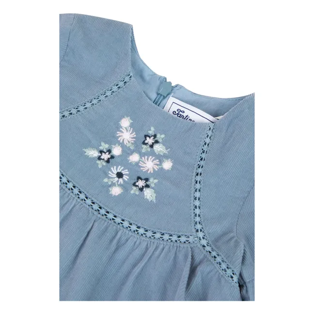 Kleid aus Kord | Graublau