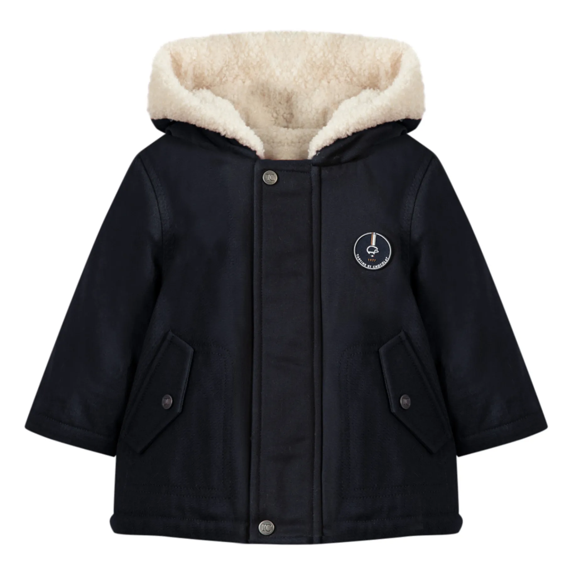 Tartine Et Chocolat Navy Blue Sherpa Lined Hooded Parka