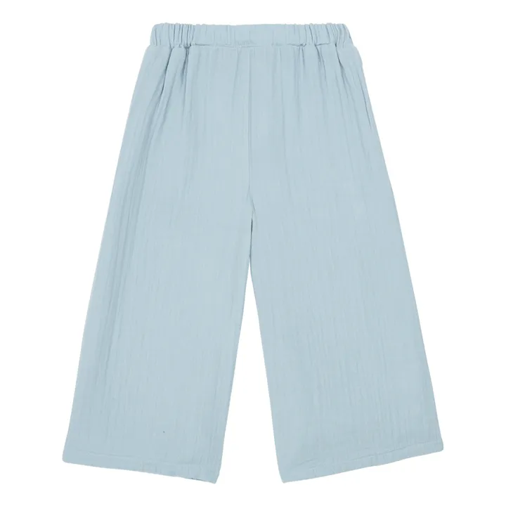 Palazzo Sky Organic Cotton Trousers | Light blue- Product image n°0