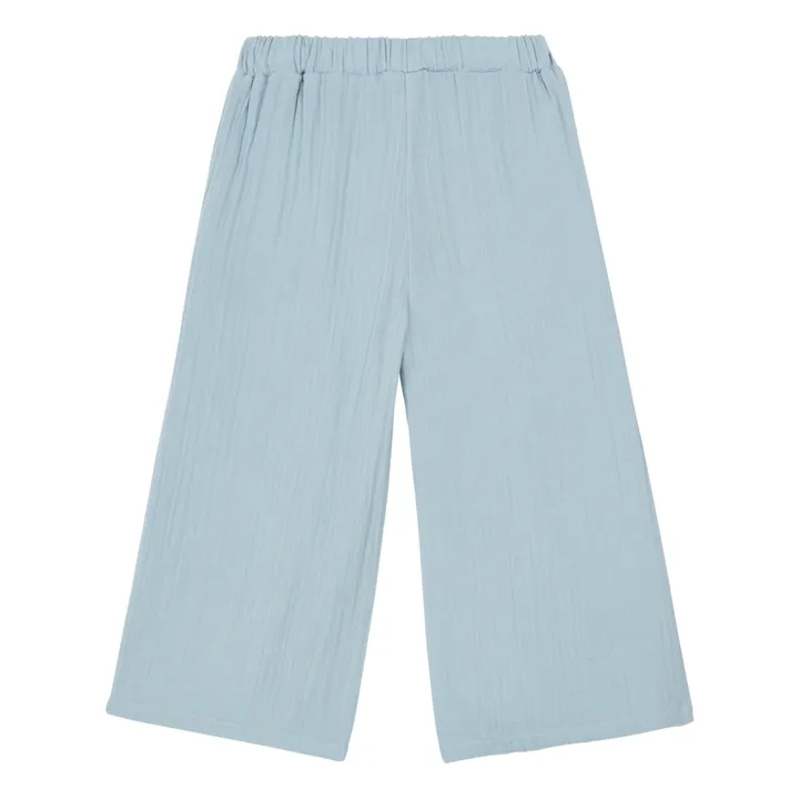 Palazzo Sky Organic Cotton Trousers | Light blue- Product image n°1