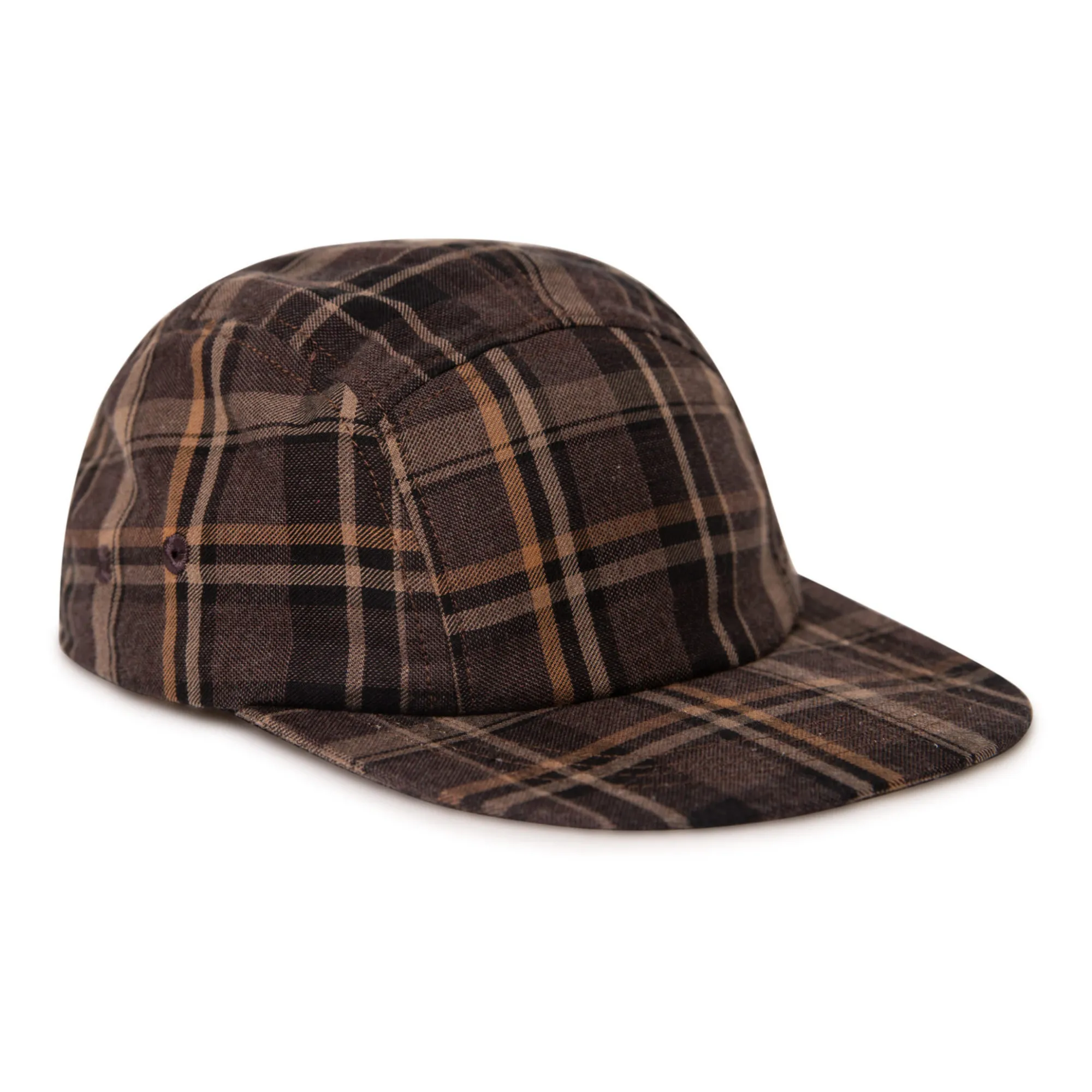 Matona Chocolate Checked Organic Cotton Flannel Cap