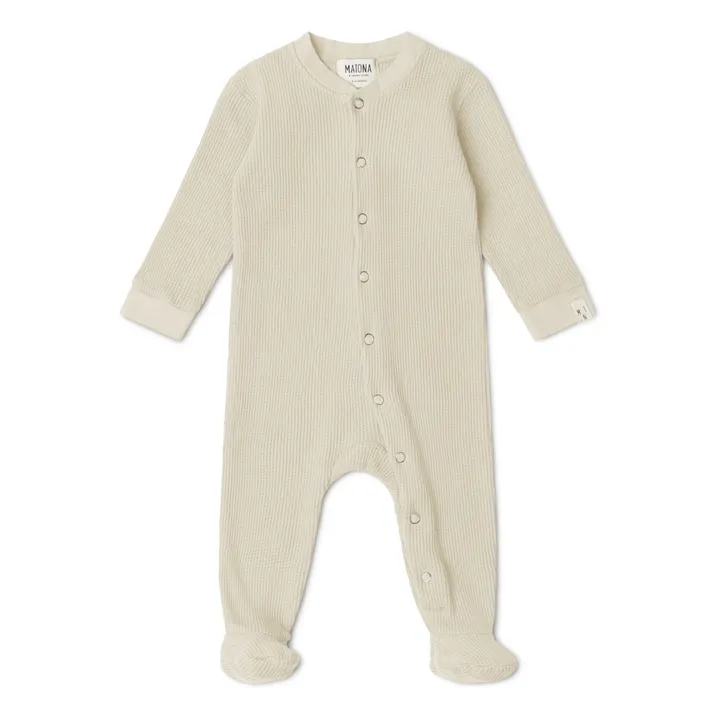 Pijama de algodón orgánico con pies de gofre | Crudo- Imagen del producto n°0