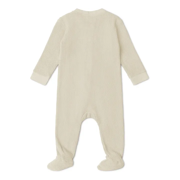 Pyjama à Pieds Coton Bio Gaufré | Ecru- Image produit n°1