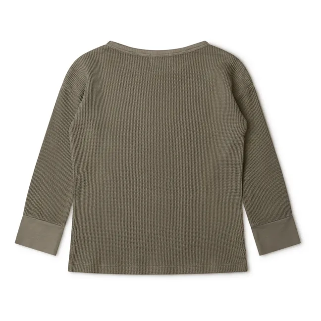 T-Shirt Coton Bio Gaufré | Vert olive
