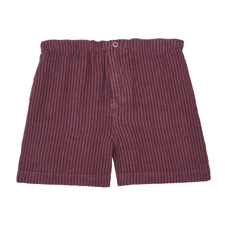 Pantaloncini di lino a righe Apium | Rosso- Immagine del prodotto n°0