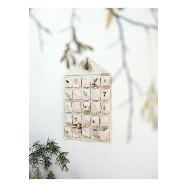 Calendario de Adviento bordado Yule Greens Algodón orgánico