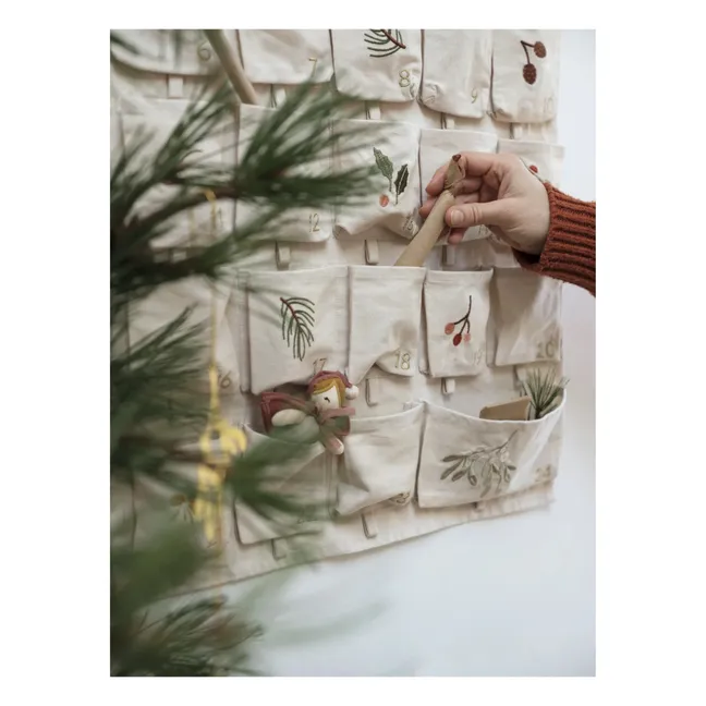 Calendario de Adviento bordado Yule Greens Algodón orgánico
