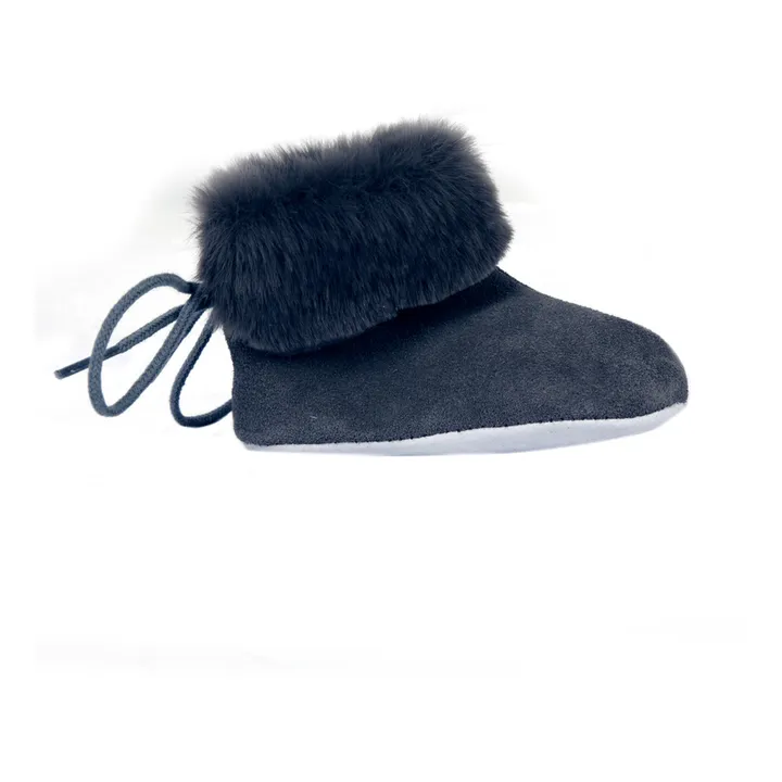 Faux Fur Booties | Navy blue- Product image n°0