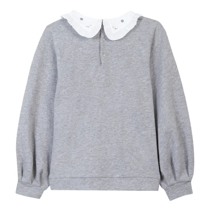 Sweatshirt mit besticktem Kragen | Grau Meliert- Produktbild Nr. 1