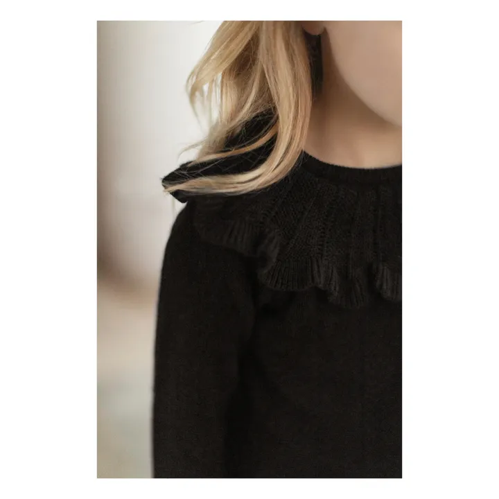 Maglione con volant in lana e cashmere | Nero- Immagine del prodotto n°1