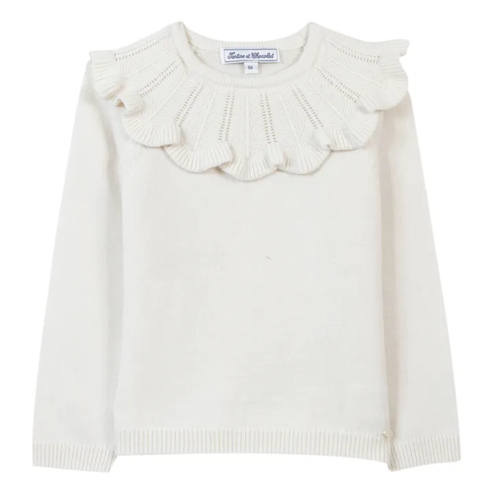 Wool and Cashmere Frill Jumper | Ecru- Product image n°0