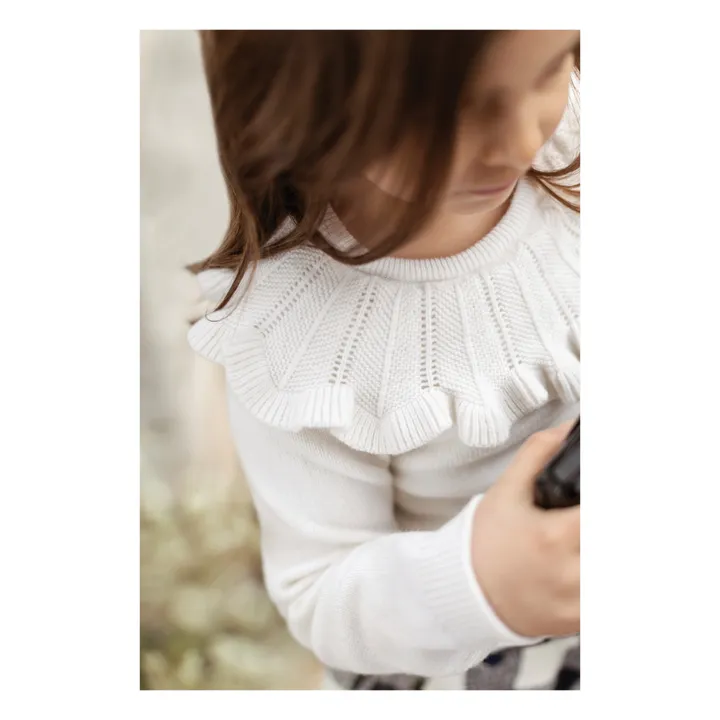 Wool and Cashmere Frill Jumper | Ecru- Product image n°1