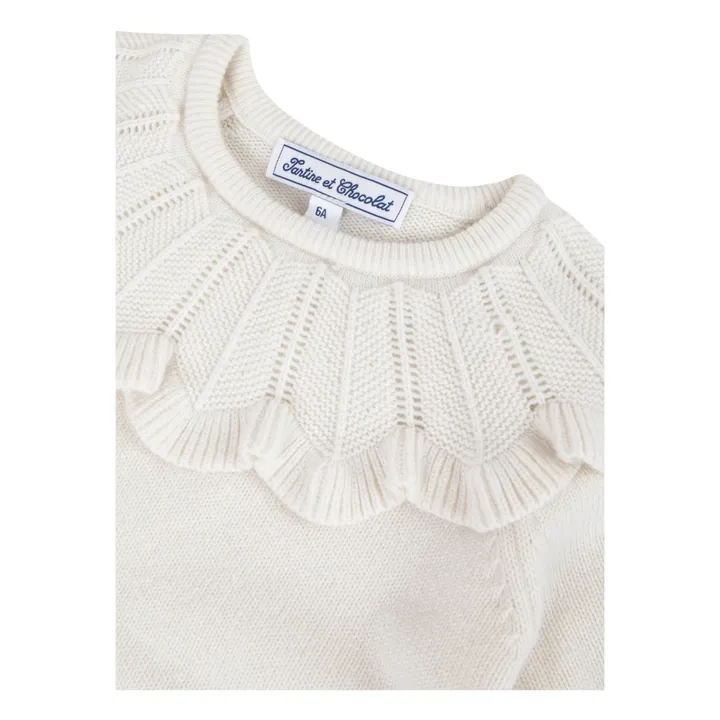 Wool and Cashmere Frill Jumper | Ecru- Product image n°2