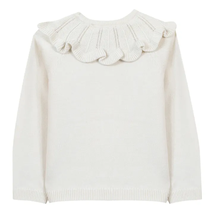 Wool and Cashmere Frill Jumper | Ecru- Product image n°3