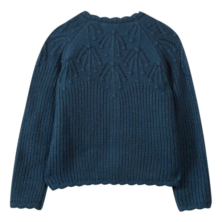 Cardigan traforato in lana e cashmere | Blu- Immagine del prodotto n°1