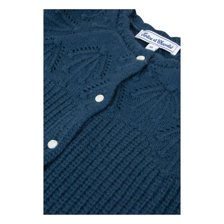 Cardigan traforato in lana e cashmere | Blu- Immagine del prodotto n°2