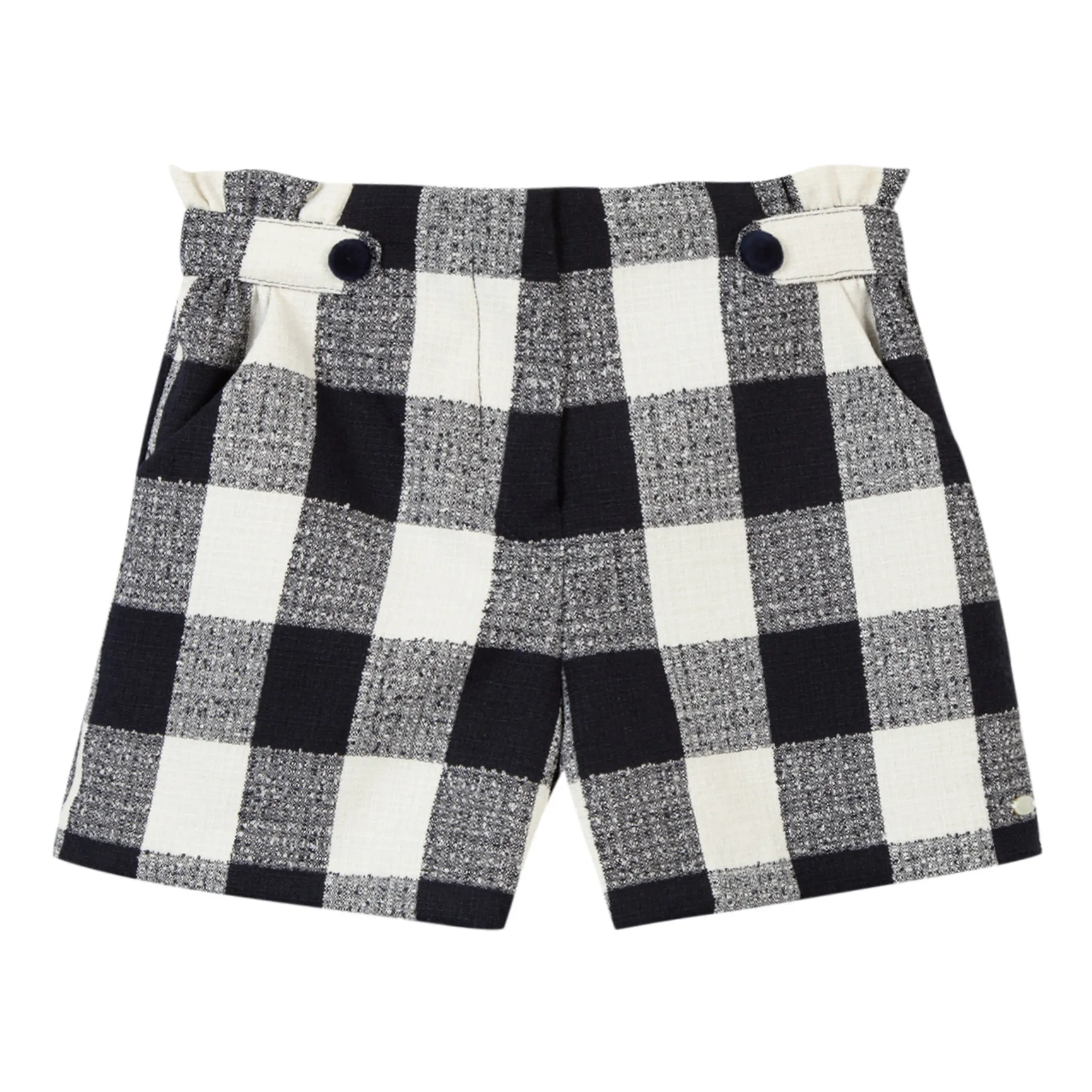 Tartine Et Chocolat Navy Blue Checked Shorts