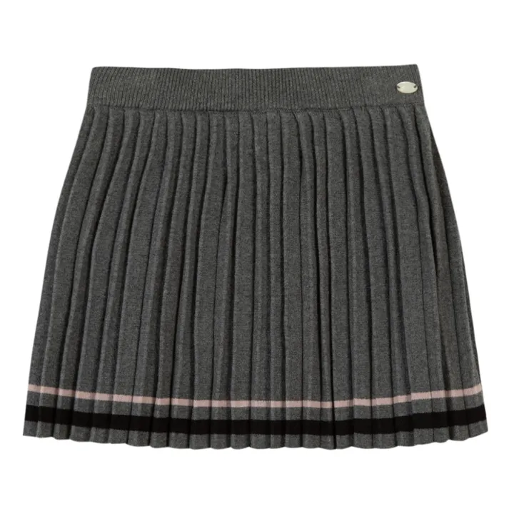 Pleated Knit Skirt | Heather grey- Product image n°0